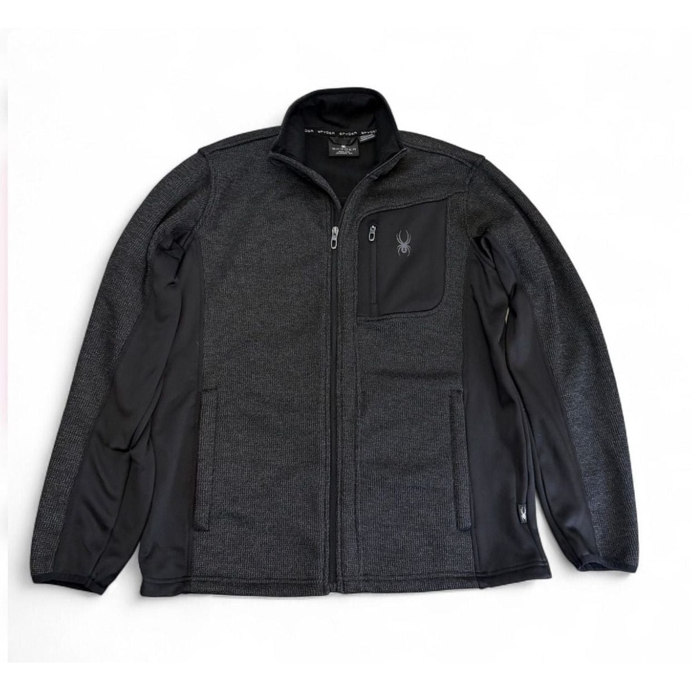 Spyder Men's Bandit Full Zip Jacket Charcoal Grey Fleece Hybrid Sweate